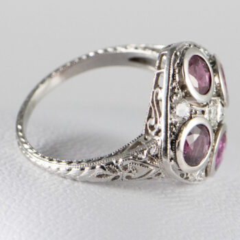 Platinum Ladies Ring with Rubies and Diamonds Pre owned 1