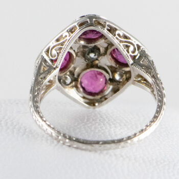 Platinum Ladies Ring with Rubies and Diamonds Pre owned 12