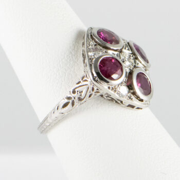 Platinum Ladies Ring with Rubies and Diamonds Pre owned 7