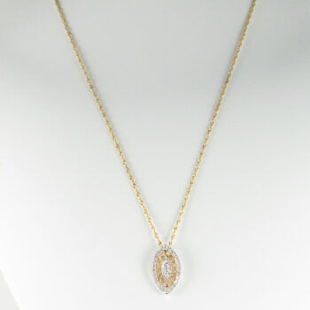 Pre owned 14 K Y G Pendant with Diamonds and Serpentine Chain 1