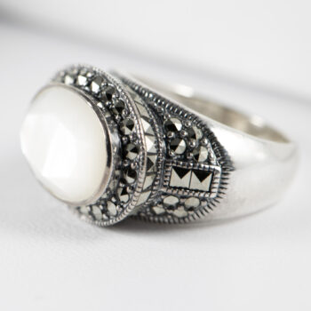 Sterling Silver 925 Ring with White Quartz Stone 11