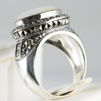 Sterling Silver 925 Ring with White Quartz Stone 5