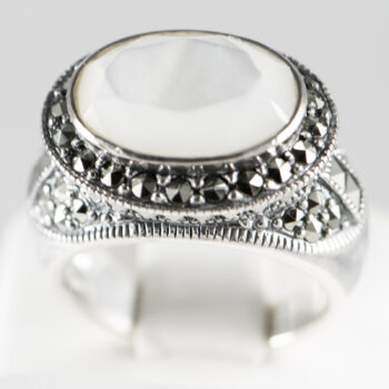Sterling Silver 925 Ring with White Quartz Stone 6