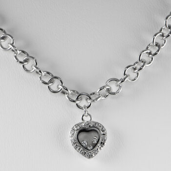 Sterling Silver Necklace with Floating CZ Charm 10