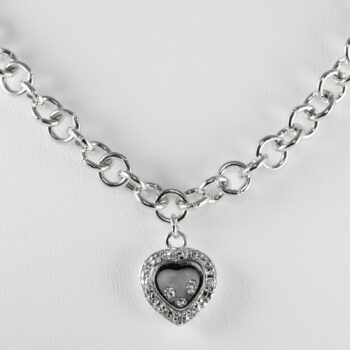 Sterling Silver Necklace with Floating CZ Charm 11