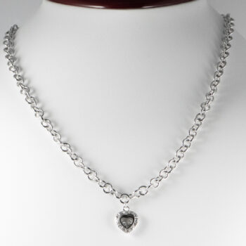 Sterling Silver Necklace with Floating CZ Charm 4