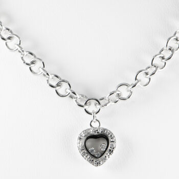 Sterling Silver Necklace with Floating CZ Charm 7