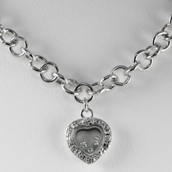Sterling Silver Necklace with Floating CZ Charm 9