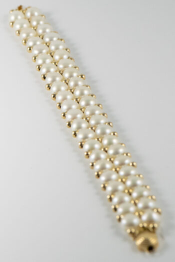 14 K Freshwater Pearl and Gold beads Bracelet 1