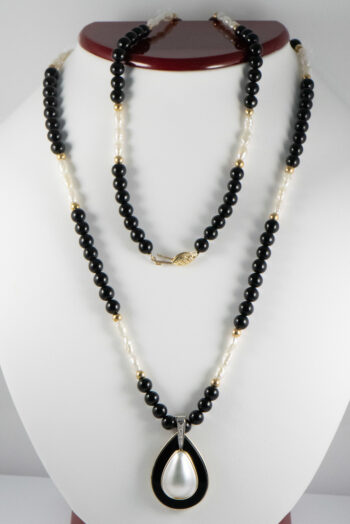 14k Onyxand Freshwater Pearls Necklace with Enhancer 3