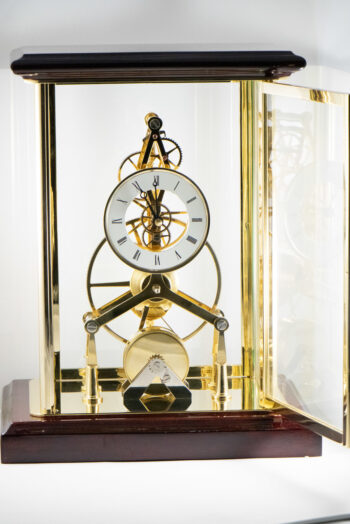 Great Wheel Skeleton Mantel Clocl Fusee Mov 13