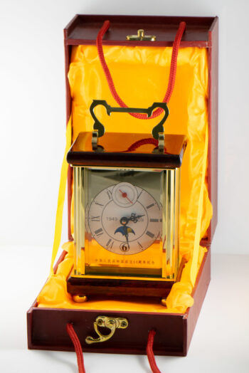 Mantel Wood Brass Clock with Moon 12