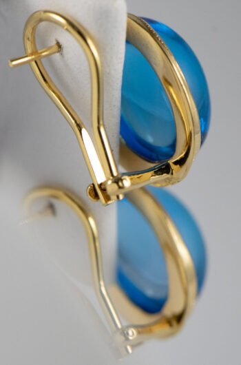 14 K Oval Cabochon Blue Topaz 16