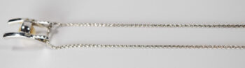 14 K White Gold Pearl and Diamonds Pendant with Wheat Chain 5