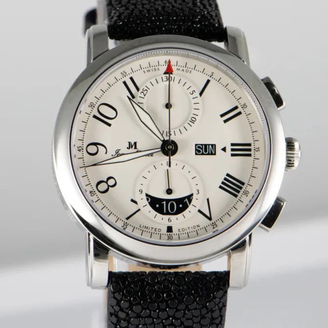 J M Chronograph S S 160 250 White Dial with Moon Calendar 1