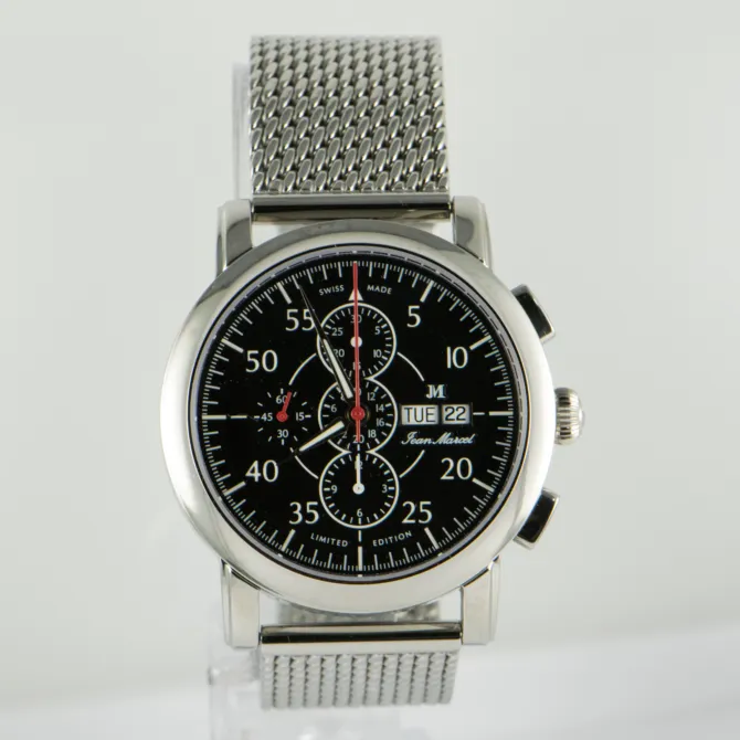 J M Chronograph S S 160 250 Black Dial Day Date SS Band 2