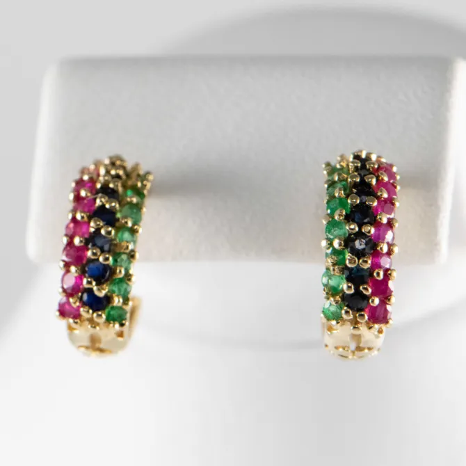 14 K Stud Half Hoops with Genuine Color Stones 13 2023 01 27 031719 raxi