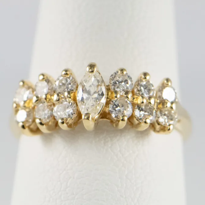 14 K Yellow Gold Marquise and Diamonds Ring 3