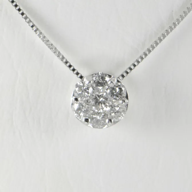 14 K White Necklace with Flower Diamond Charm 3
