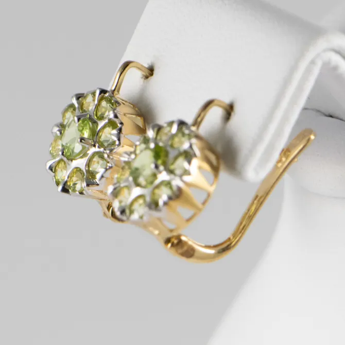 14 K Yellow G Peridot Round Stones Earrings 6