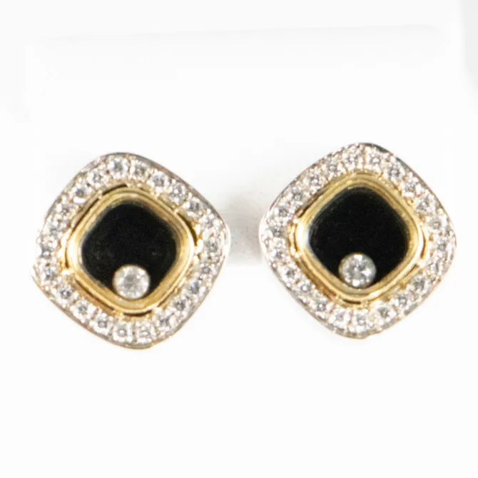 Birks 18 K Happy Floating Diamond Square Earrings 2
