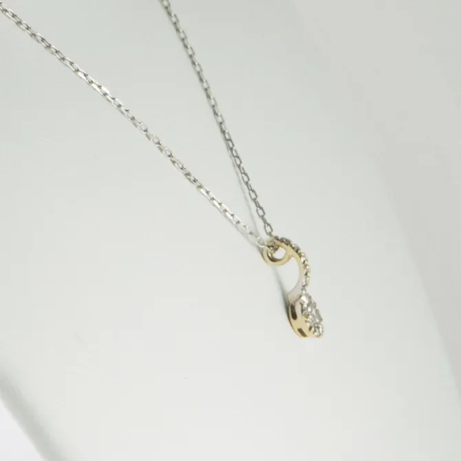 18 K Diamond Pendant with 14 K White Gold Chain 11