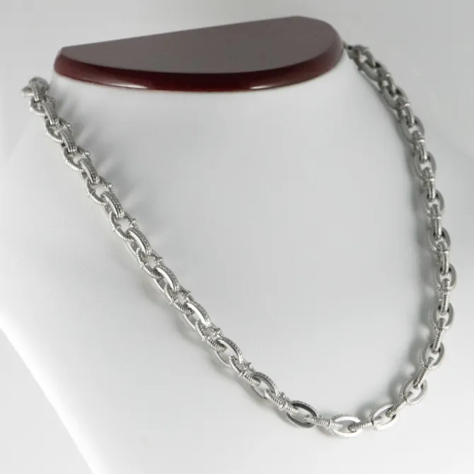 Judith Ripka 18 K and 925 Texture Links Necklace 7