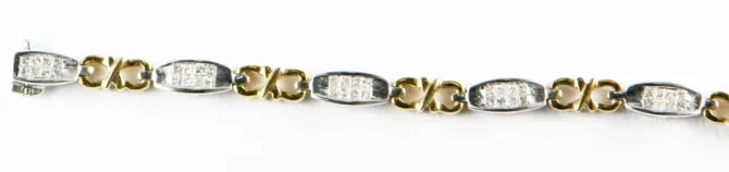 14 K Two Tone 1 00 CT Diamond square Bracelet 12