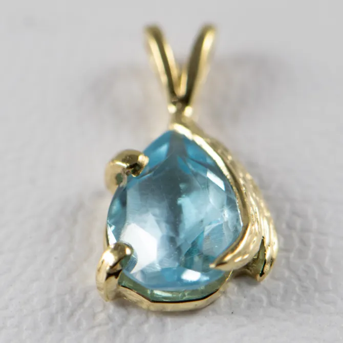 14 K Yellow Gold Pear Shape Aquamarine Pendant 3