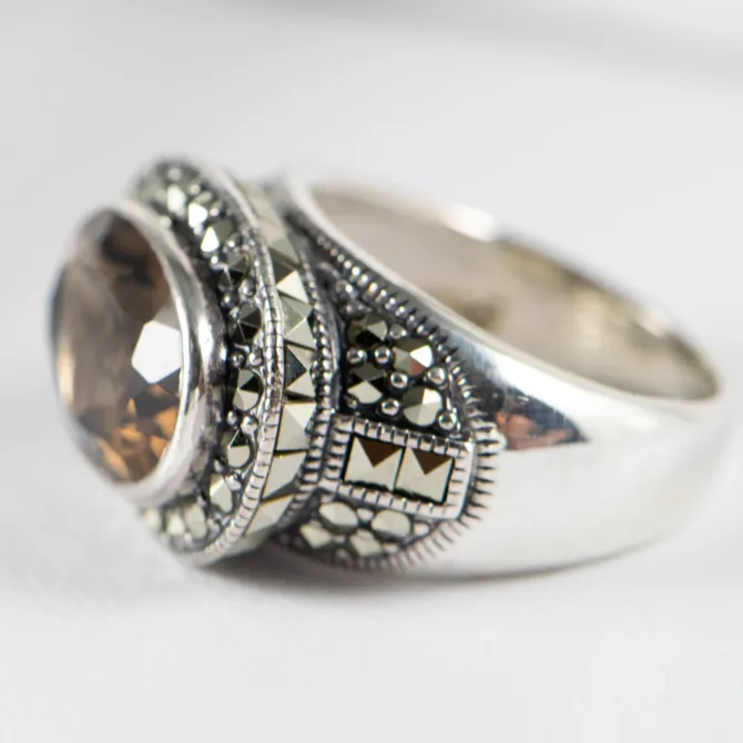 Sterling Silver 925 Ring with Brown Quartz Stone 1