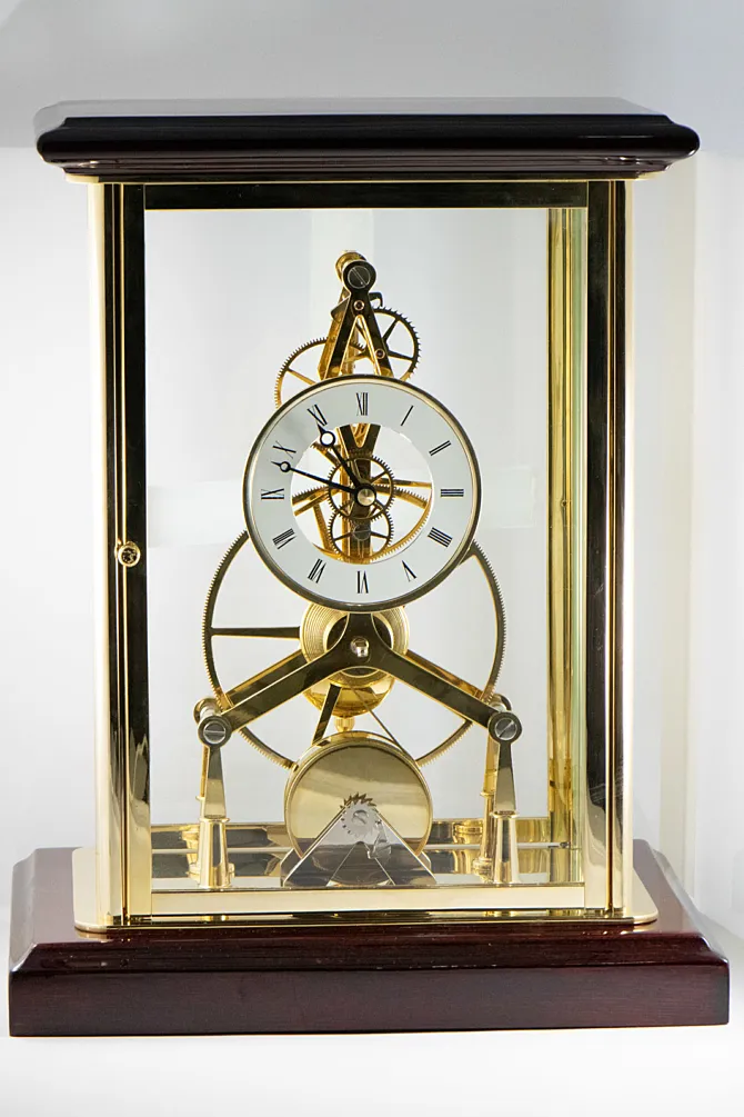 Great Wheel Skeleton Mantel Clocl Fusee Mov 1