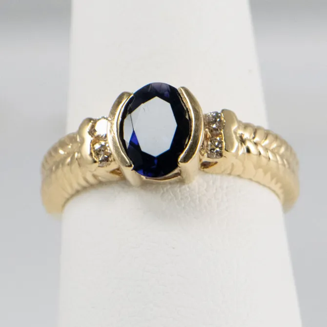 14 K Y Oval Blue Sapphire ring 1
