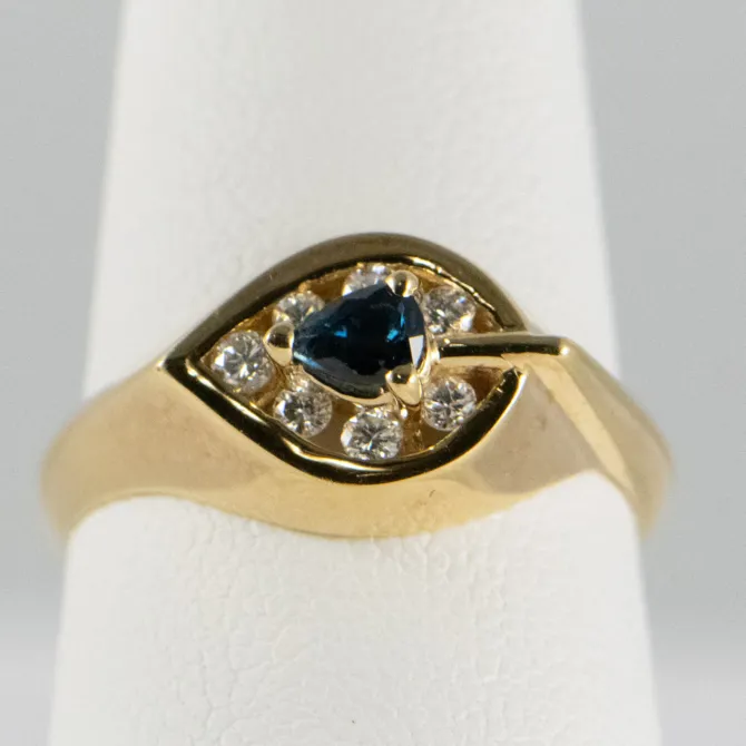 14 K Y Ring with Pear Shape Sapphire 1