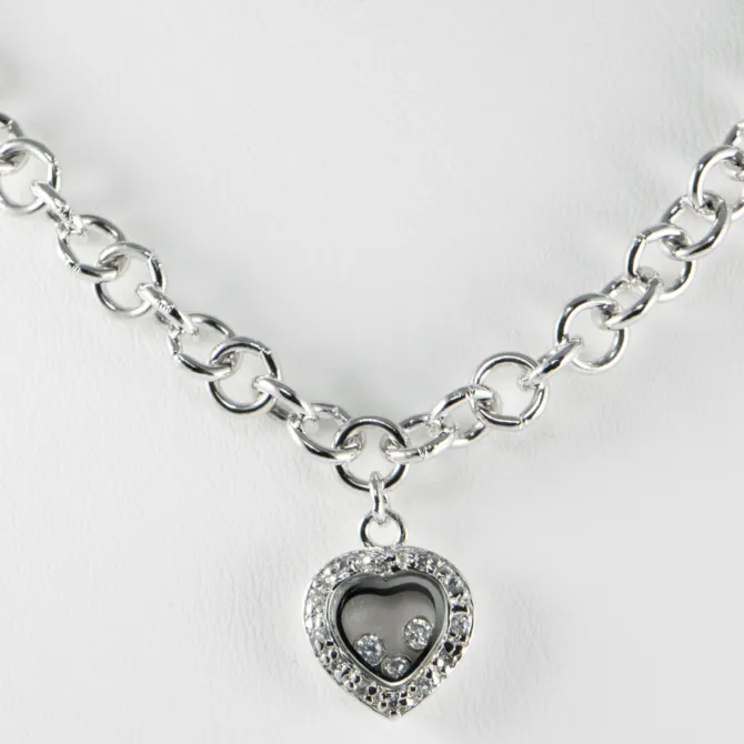 Sterling Silver Necklace with Floating CZ Charm 8