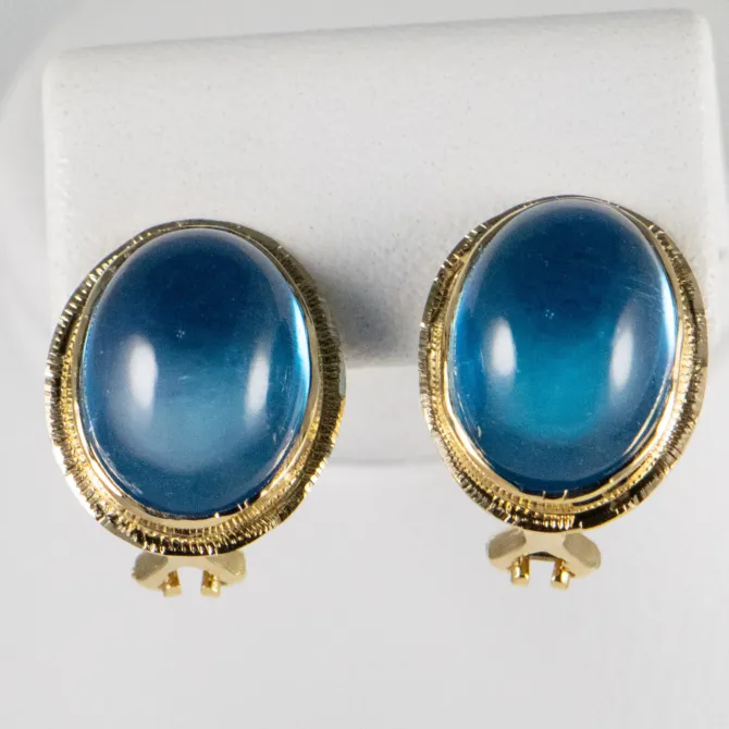 14 K Oval Cabochon Blue Topaz 2